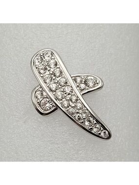 Swarovski Swan Abstract X-Shaped Brooch Silver Tone Crystal Pin 1.5”